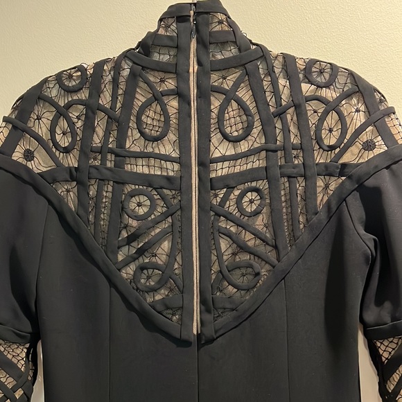 Designer Lucian Matis black gown with lace detailing - Picture 4 of 5